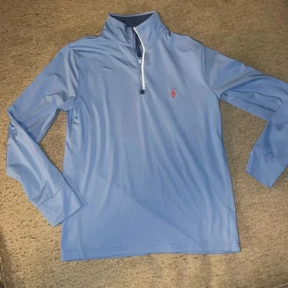 Polo by Ralph Lauren Sky Blue Kids Quarter-Zip Sweatshirt - Picture 1 of 5